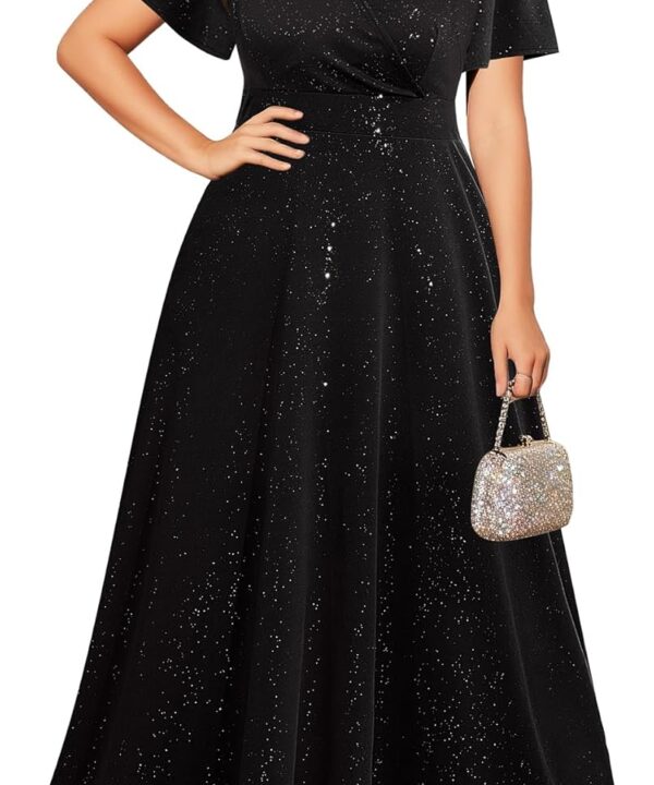 Pinup Fashion Women Plus Size Formal Dresses - Evening Gowns Wedding Guest Glitter Prom Long Dress