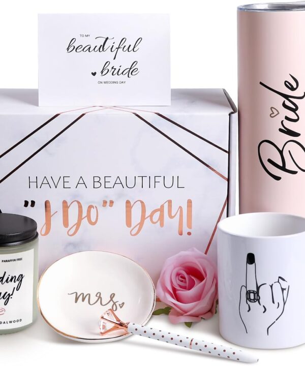 Bride To Be Gifts Box, Bridal Shower, Bachelorette Gifts For Bride, Engagement Gift For Her, Wedding Gift For Bride, Bachelor Party Gifts, Stainless Steel Tumbler Cup, Mug, Scented Candle - (Pink)