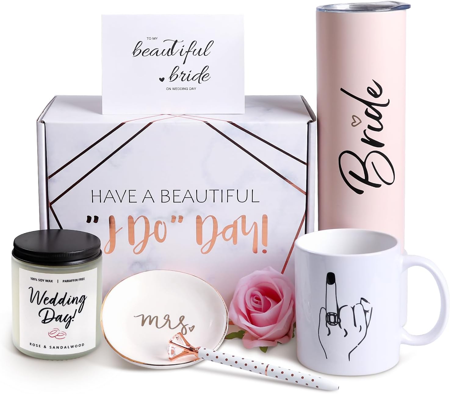 Bride To Be Gifts Box, Bridal Shower, Bachelorette Gifts For Bride, Engagement Gift For Her, Wedding Gift For Bride, Bachelor Party Gifts, Stainless Steel Tumbler Cup, Mug, Scented Candle - (Pink)