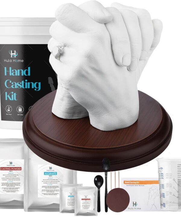 Hula Home Hand Casting Kit for Couples or Family with Mounting Plaque | Anniversary DIY Gifts Her & Him, Keepsake Sculpture Wedding Kids,