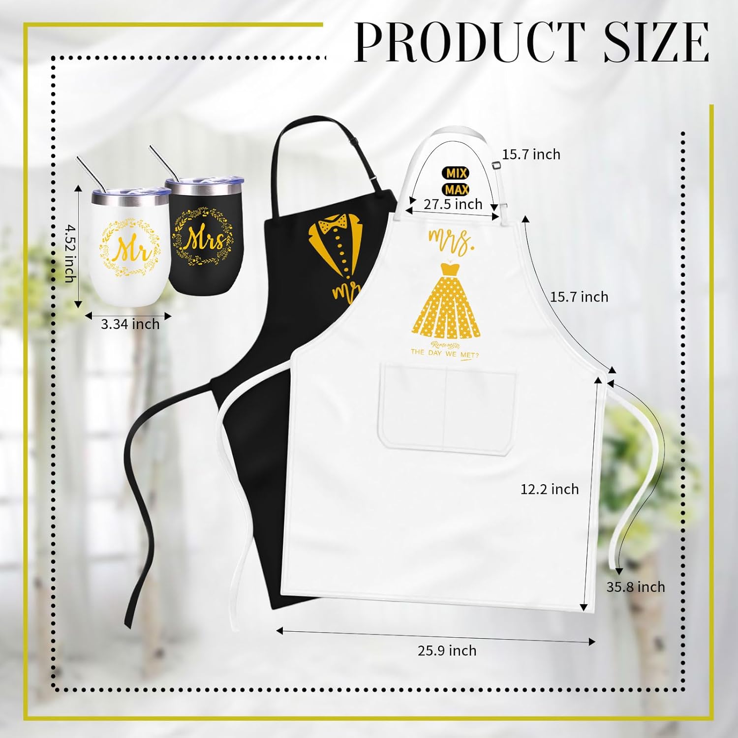 10 Pack Wedding Engagement Gift Set for Couples Mr and Mrs Aprons for Bridal Shower Gifts
