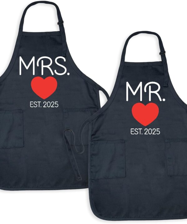 Mrs Mr Couples Aprons, Valentines Day Gift Apron, Custom Mr And Mrs Apron, Matching Couples Him and Her Aprons