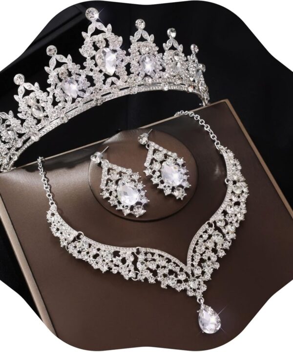 Crowns and Tiaras jewelry sets for Wedding princess birthday party Halloween Prom Pageant Jewelry for Women Crystal Bridal Jewelry Set for women