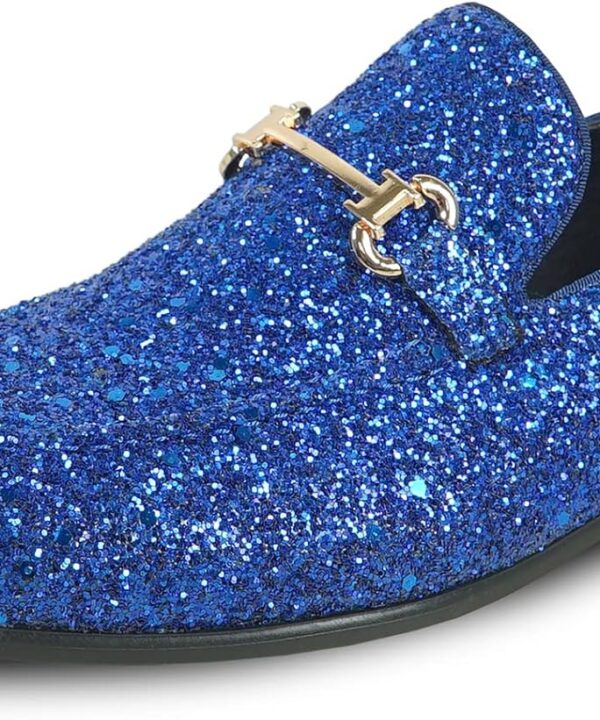 bravo! Men Dress Shoe Prom Slip-on Loafer Lace-up Oxford Cap Toe Metallic Glitter for Wedding Prom Black Blue Green Gold Pink Pewter Purple Silver Red