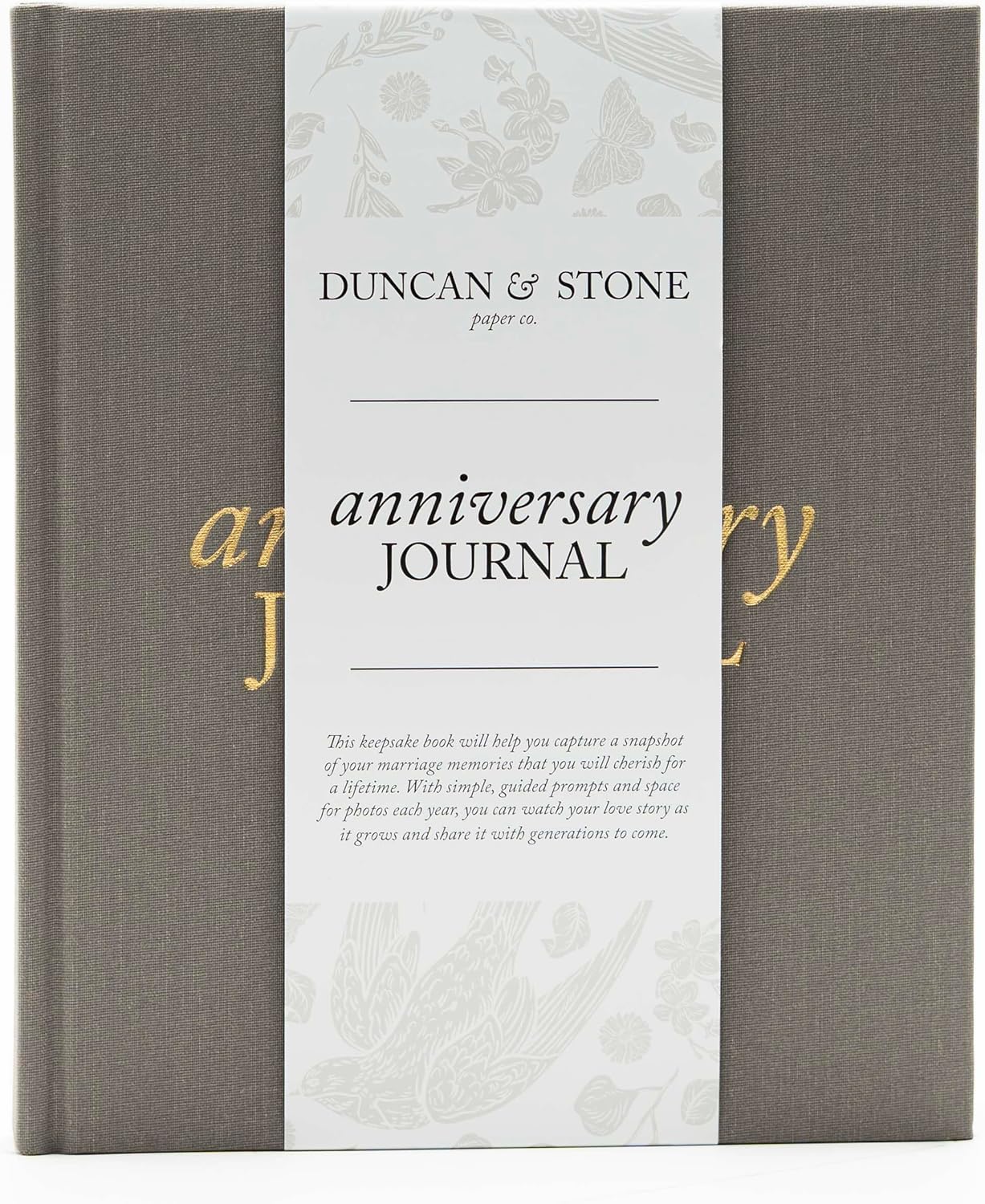 DUNCAN & STONE PAPER CO. Wedding Anniversary Journal - Anniversary Journal for Couple - Wedding Notebook & More - Wedding Memory Book to Capture Moments (Taupe,189 Pages)