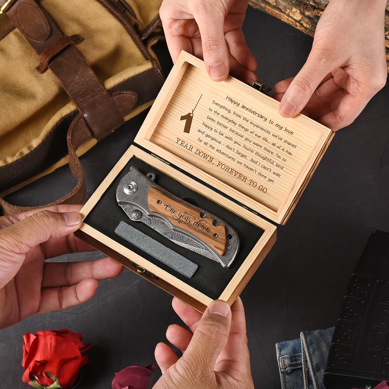 1 Year Paper Anniversary for Him, 1st Gifts Wedding Anniversary Keepsake for Men, First Anniversary Marriage Presents for Husband or Boyfriend