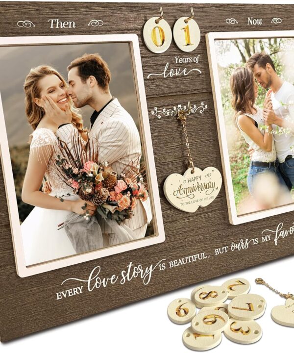 A'arkaJ Anniversary Wedding Gifts for Couple Parents Wife Husband. (1-99) Years Then & Now Anniversary Picture Frames(3 Options).