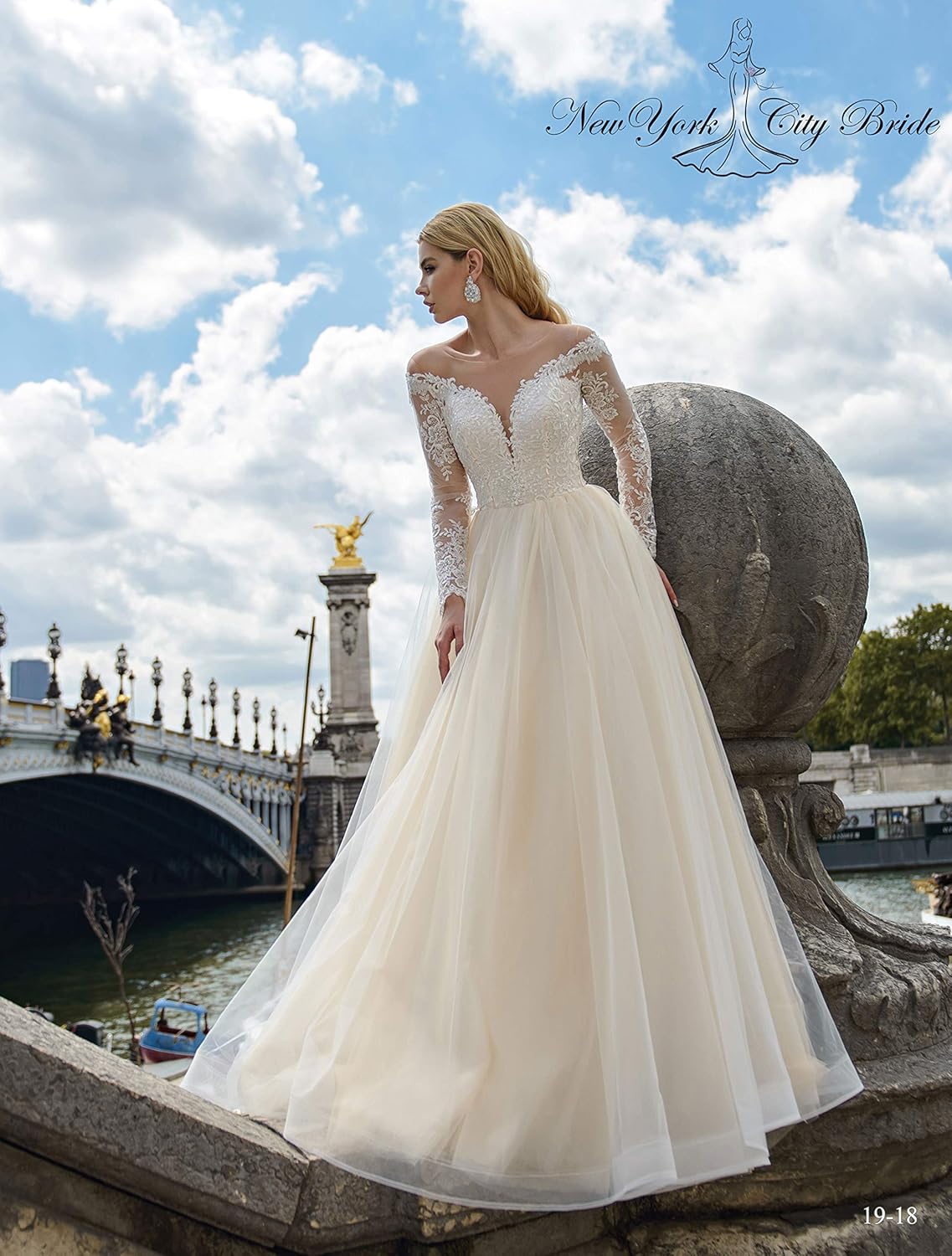 Wedding Dress with Long Sleeves Gianna,Open Back Wedding Dress,Chiffon Wedding Dress,Lace Wedding Dress,White Wedding Dress (Ivory, 6)