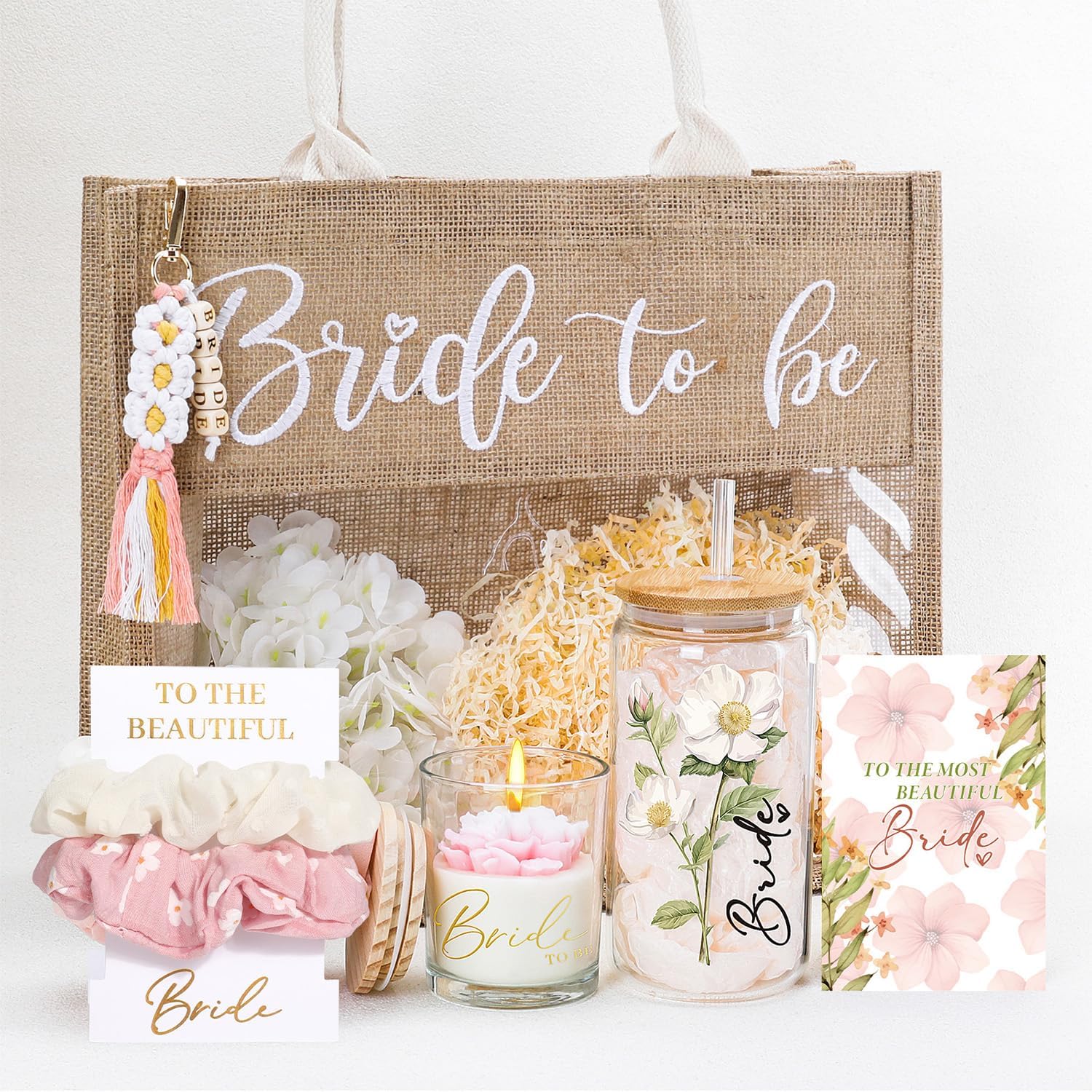 Bridal Shower Gifts for Bride to Be,Christmas Bachelorette Gifts Wedding Engagement Gift for Bride,Bridal Tote Bag Glass Cup Gift