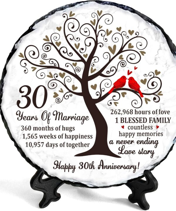 Pearl Couple Slate Plate – 30th Anniversary Wedding Gifts for Parents & Couples – Unique 30th Wedding Gift Ideas – 30 Years of Marriage Decoration, Plaque, Keepsake (Pearl Anniversary)