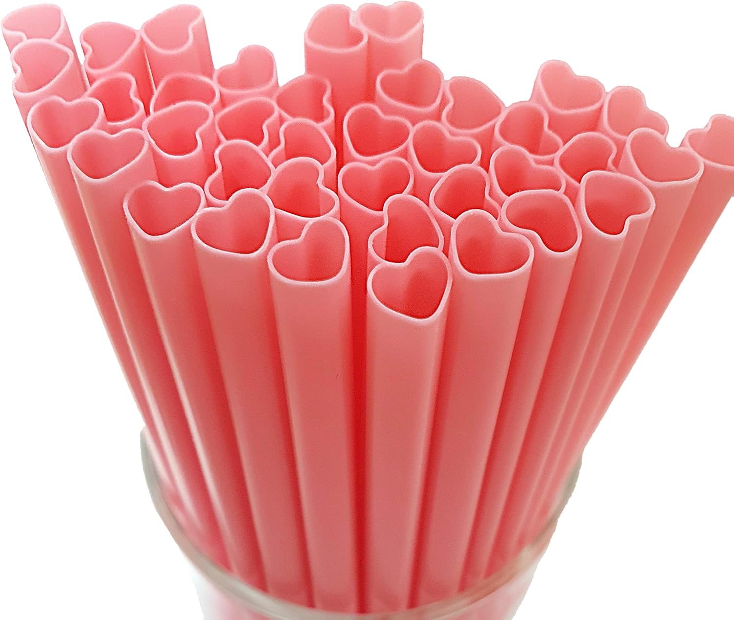 100pcs Heart Shaped Pink Straws Disposable Drinking Cute Straw Individually Wrapped Pink Plastic Straw Galentines Day, Cocktail, Birthday Party, Bridal Shower, Wedding Decorations