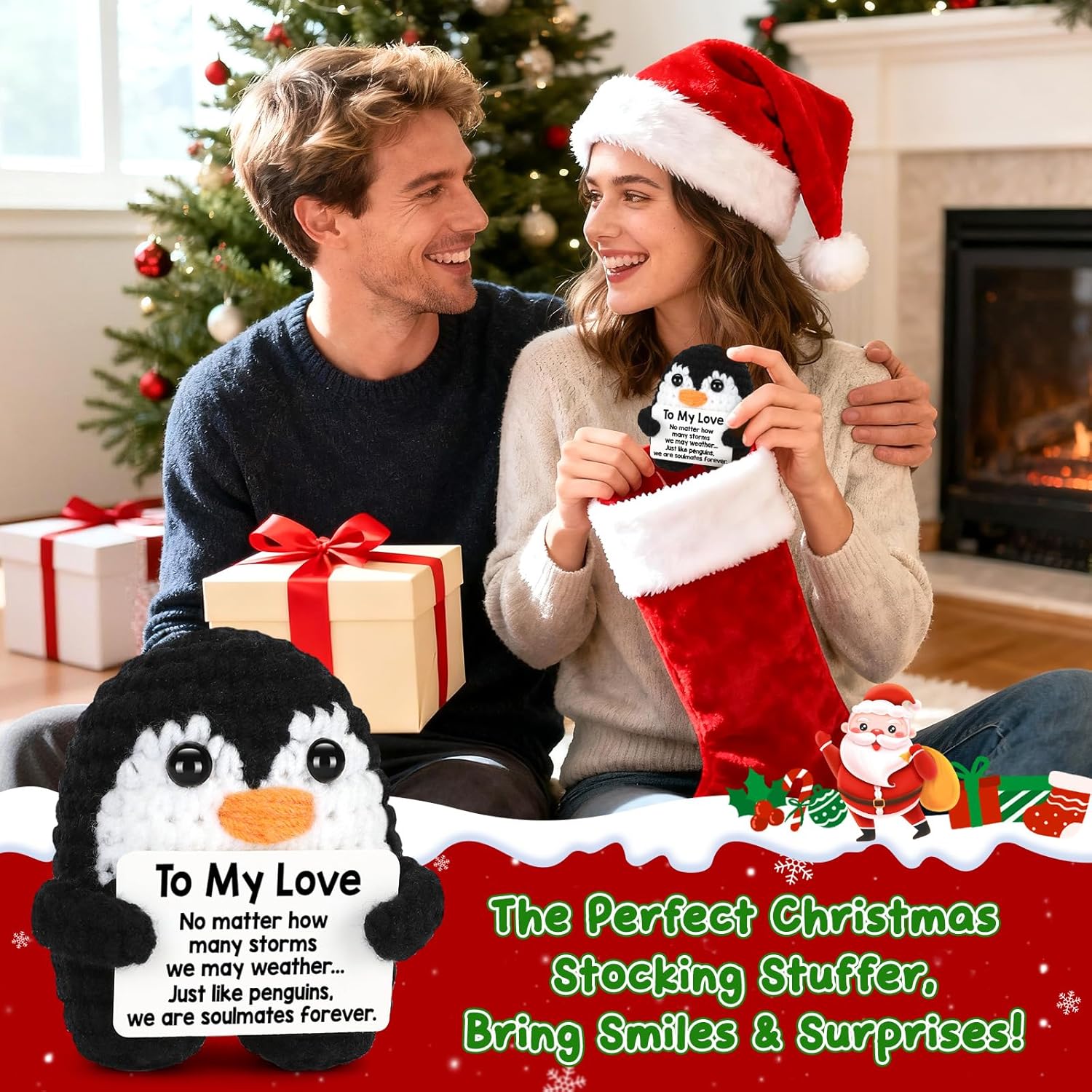 Gifts for Him Her Boyfriend Girlfriend Birthday Christmas, To My Love Handmade Crochet Penguin, Wedding Anniversary Valentines Gift for Women Men, Romantic I Love You Gift for Couples Wife Husband