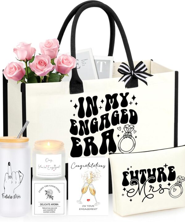 JoycuFF Engagement Gifts for Women Couples, Cool Gifts for Newly Engaged Couples Fiancee Future Mrs Bride to Be Bridal Shower Gift Engagement Gift for Her Women Glass Cup