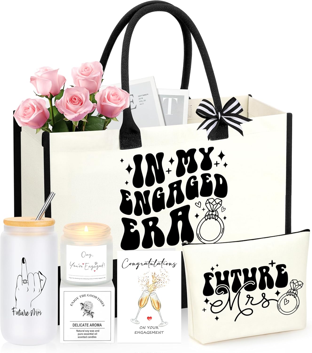 JoycuFF Engagement Gifts for Women Couples, Cool Gifts for Newly Engaged Couples Fiancee Future Mrs Bride to Be Bridal Shower Gift Engagement Gift for Her Women Glass Cup