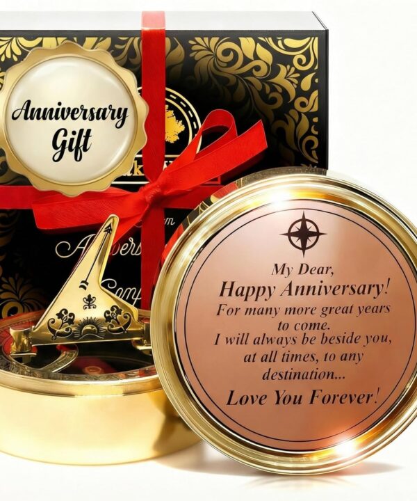 OakiWay Anniversary Sundial Compass Gift for Him or Her - Unique Gift Ideas for Husband or Wife, Men Wedding Anniversary 50th 40th 25th 20th Year Celebration, Gift Card Included