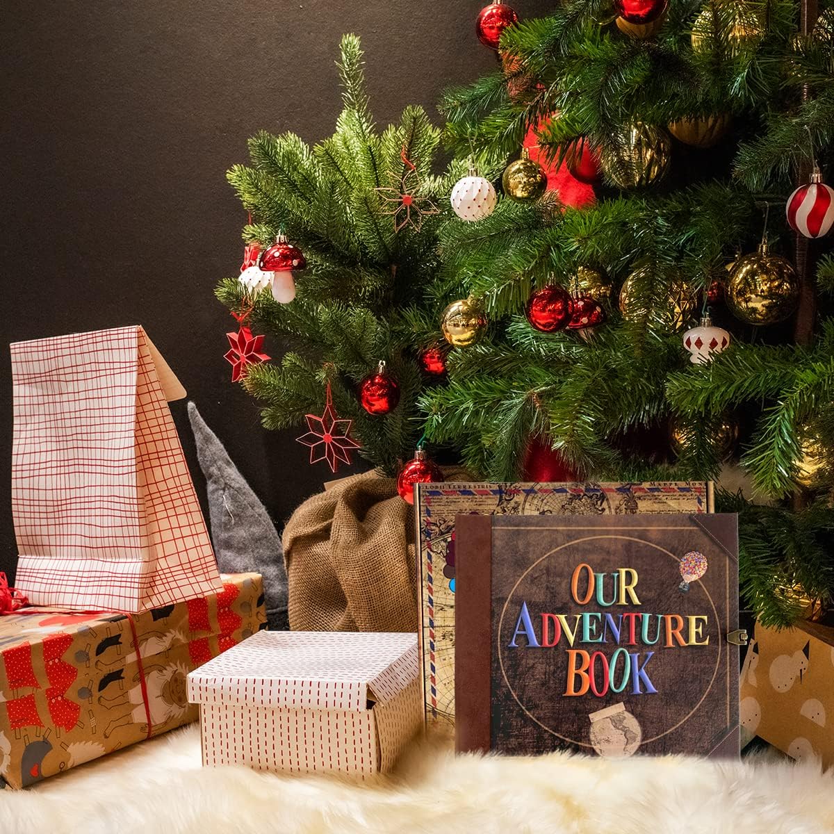 Our Adventure Book Travel Diary Photo Book,Scrapbook, Photo Album,Retro-Style Souvenirs, Vintage Guestbook DIY Anniversary Wedding Travel Writing Baby Friend Gift, Heartfelt Present(Ball)