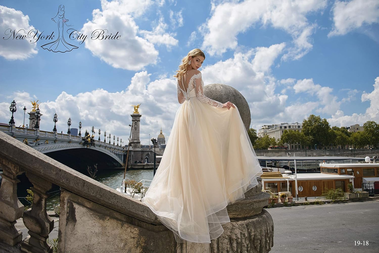 Wedding Dress with Long Sleeves Gianna,Open Back Wedding Dress,Chiffon Wedding Dress,Lace Wedding Dress,White Wedding Dress (Ivory, 6)