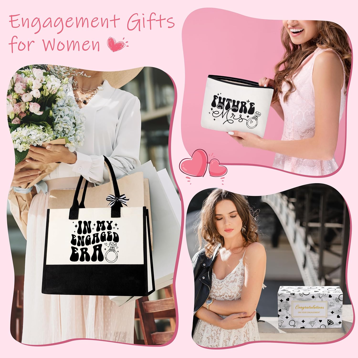 JoycuFF Engagement Gifts for Women Couples, Cool Gifts for Newly Engaged Couples Fiancee Future Mrs Bride to Be Bridal Shower Gift Engagement Gift for Her Women Glass Cup