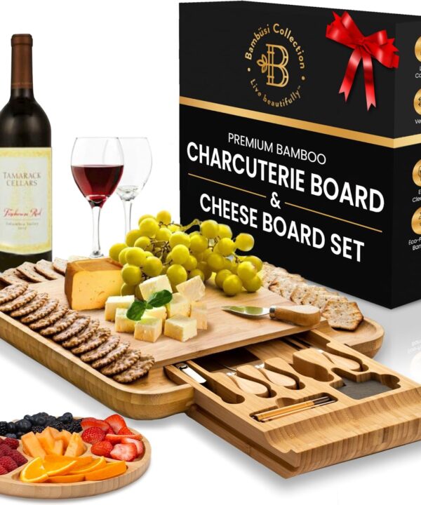 Charcuterie Board Gift Set - Bamboo Cheese Board and Knife Set - Housewarming Gifts for New Home, Wedding Gifts for Couples 2025, Bridal Shower Gifts, Birthday Gifts for Women