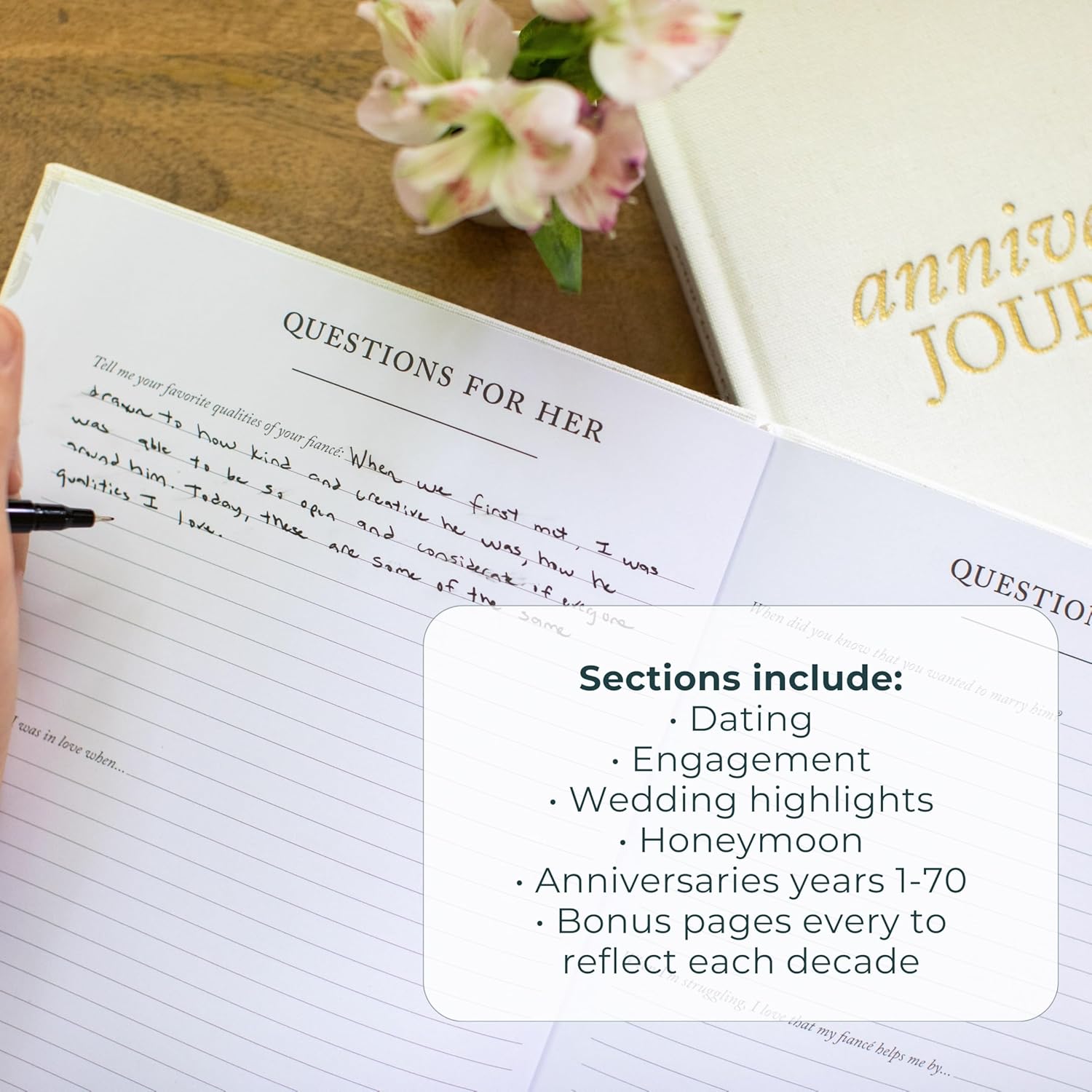 DUNCAN & STONE PAPER CO. Wedding Anniversary Journal – Anniversary Journal for Couple – Wedding Notebook & More – Wedding Memory Book to Capture Moments (Taupe,189 Pages)