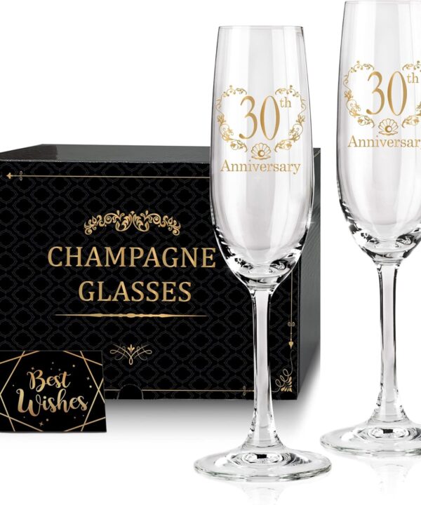 30th Anniversary Champagne Flutes, 30th Wedding Anniversary Couple Gifts, Wedding Anniversary Champagne Flutes Glasses Set of 2, Couples gifts, Anniversary 30th Gifts for Parents