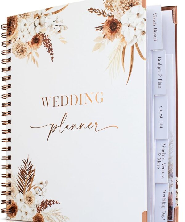 Beautiful Boho Wedding Planner Book and Organizer - Enhance Excitement and Makes Your Countdown Planning Easy - Unique Engagement Gift for Newly Engaged Couples, Future Brides and Grooms,9 X 11 inches