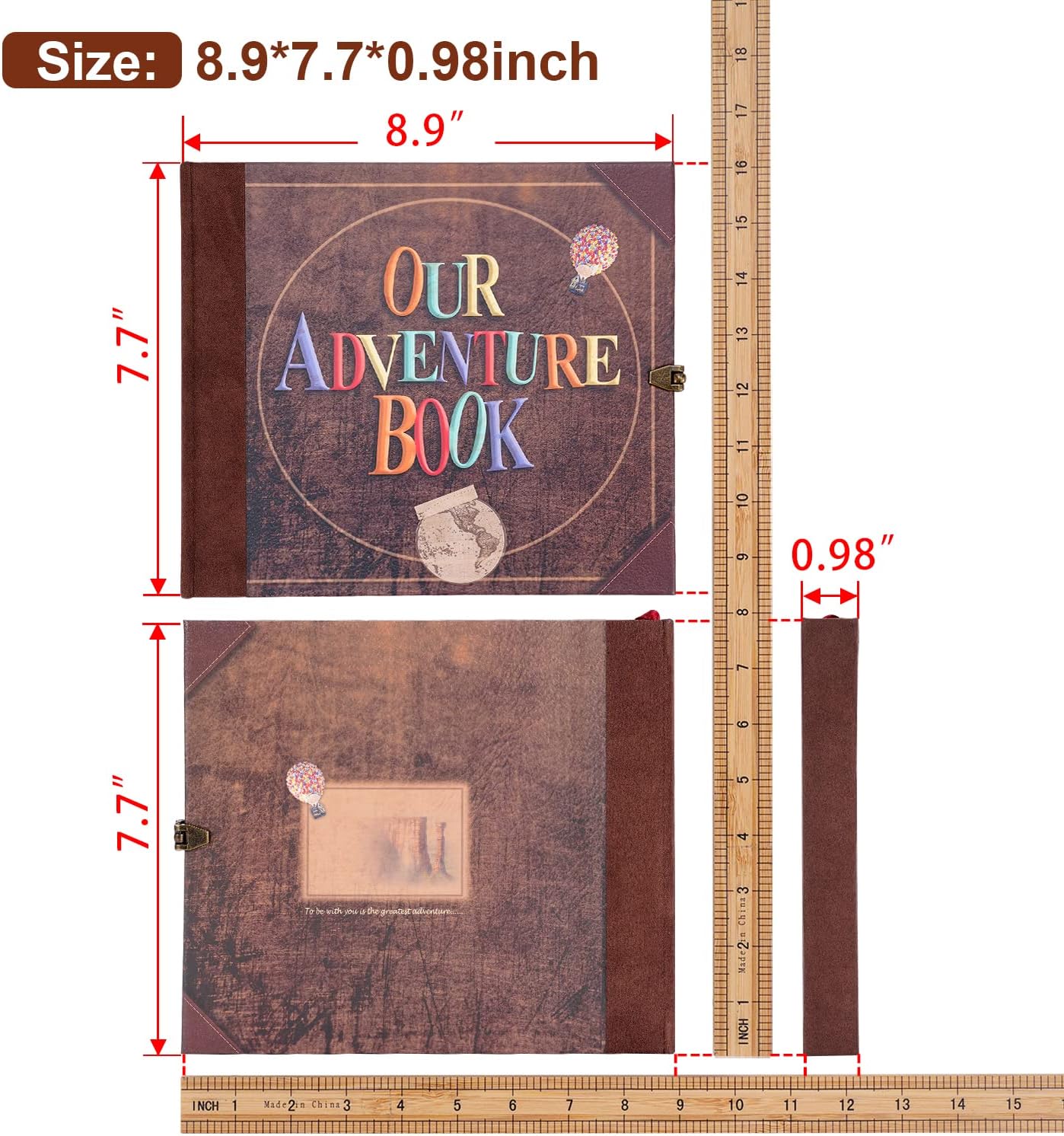 JIMBON Our Adventure Book Scrapbook Photo Album Retro Style Embossed Letter Cover Travel Diary Journal Scrap Book Kit For Couples,Memory Book For Anniversary Wedding