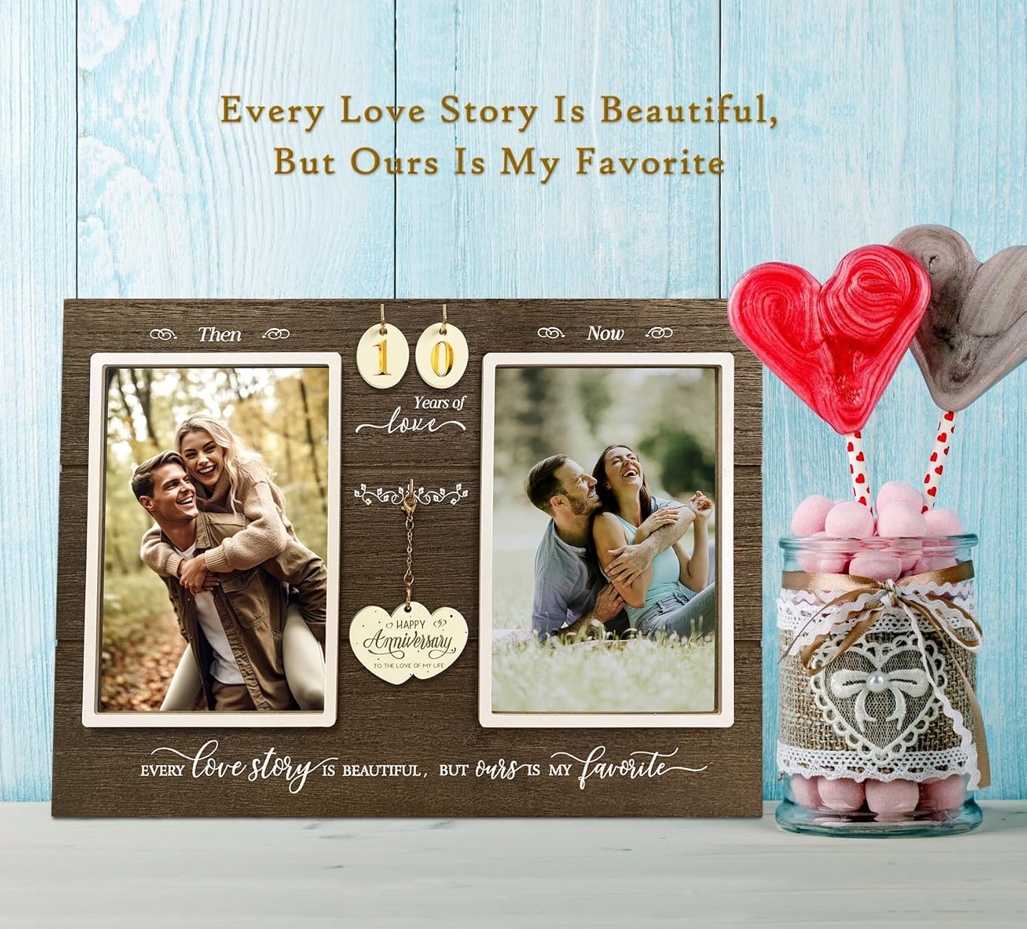 AarkaJ Anniversary Wedding Gifts for Couple Parents Wife Husband. (1-99) Years Then & Now Anniversary Picture Frames(3 Options).
