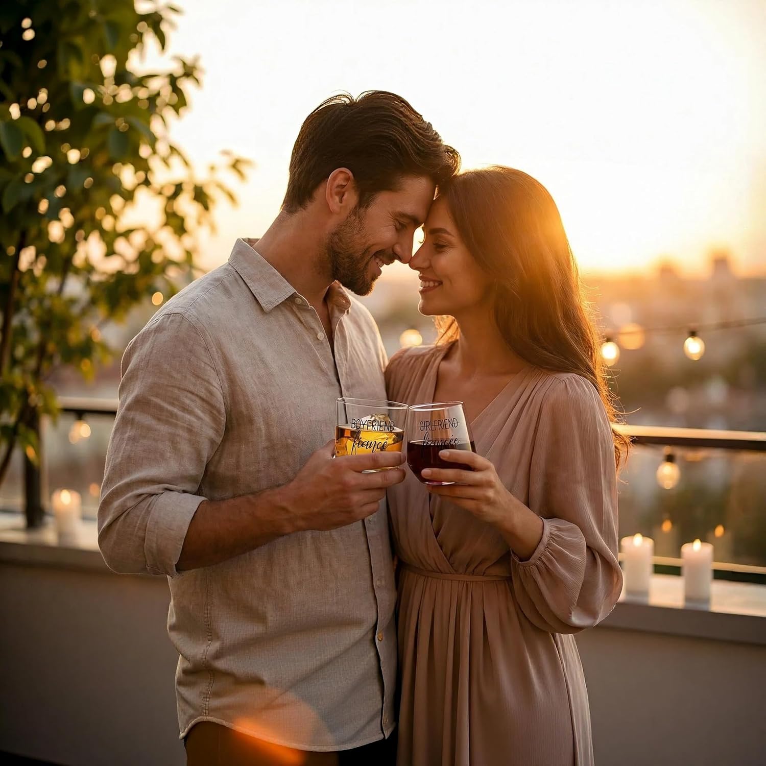 Engagement Gifts for Couples, Engagement Party Decorations – Unique Fiance Gift for Him or Her! Proposal Decorations, Whiskey Wine Glasses, Best Gift for Newly Engaged Couple, Women