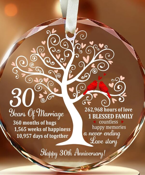 30th Wedding Anniversary Ornament for Husband, Wife, Parents or Couples - Pearl Anniversary Wedding Gifts, Keepsake – Elegant Christmas Ornament to Celebrate 30 Years of Love and Marriage