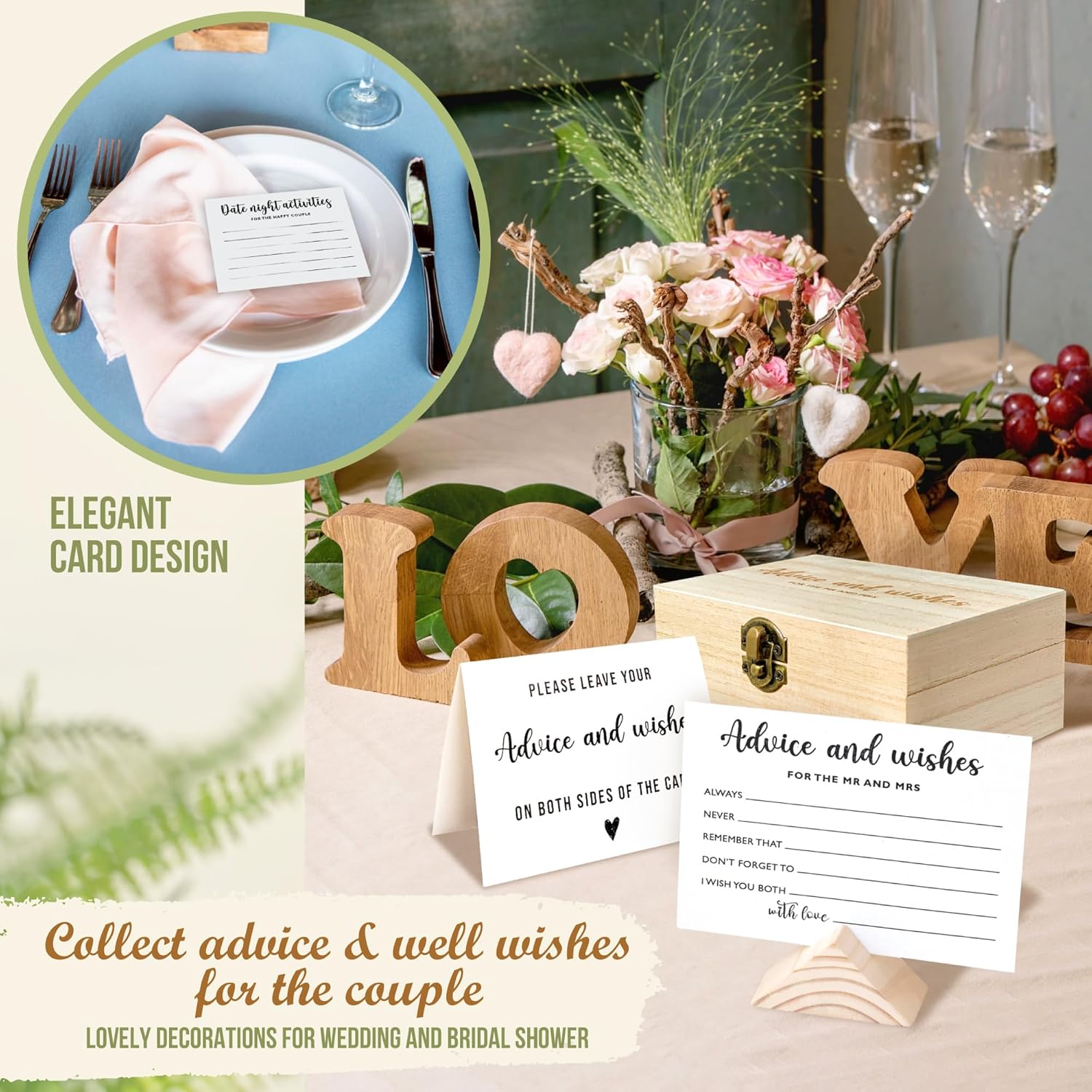 Advice And Wishes For The Mr And Mrs – Wedding Advice Cards For Bridal Shower Decorations, Hilarious Bridal Shower Games, Advice For The Groom And Bride Box, Wedding Games For Reception