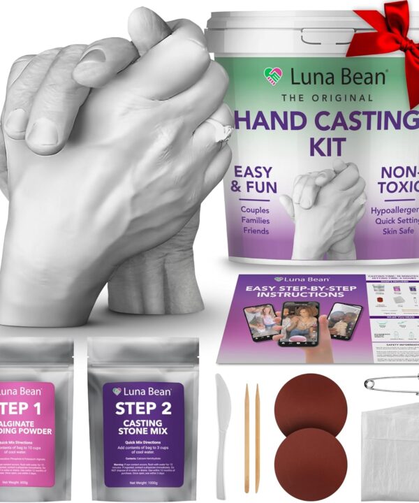 Luna Bean Hand Casting Kit – The Original Hand Mold Kit for Couples – Valentines Day Gifts for Her and Him - Anniversary Engagement Gifts for Women Men Mom Wife Boyfriend Girlfriend Wedding Bridal