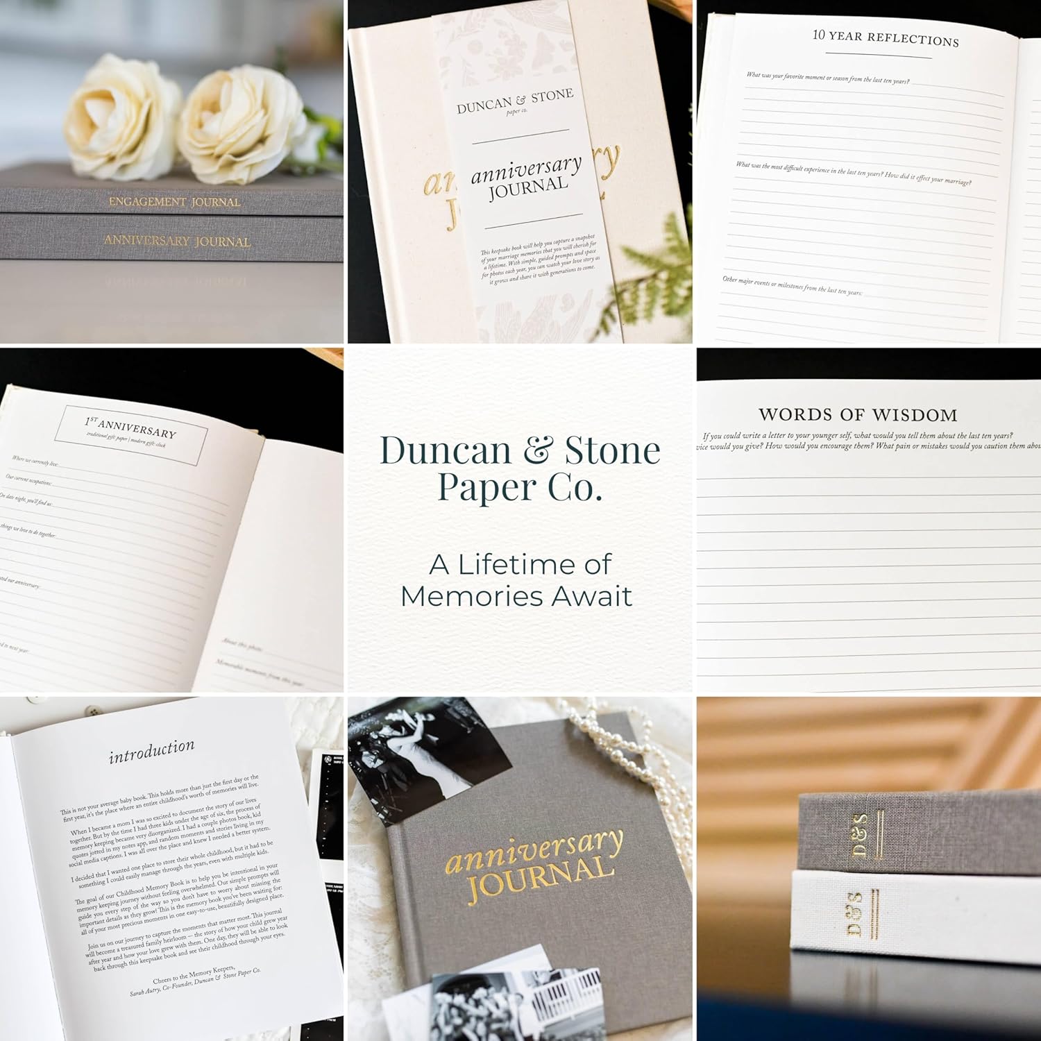 DUNCAN & STONE PAPER CO. Wedding Anniversary Journal – Anniversary Journal for Couple – Wedding Notebook & More – Wedding Memory Book to Capture Moments (Taupe,189 Pages)