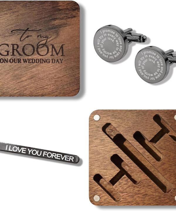 Mens Cufflinks and Tie Clip - Gifts for Husband from Wife - Anniversary, Birthday Gifts for Husband