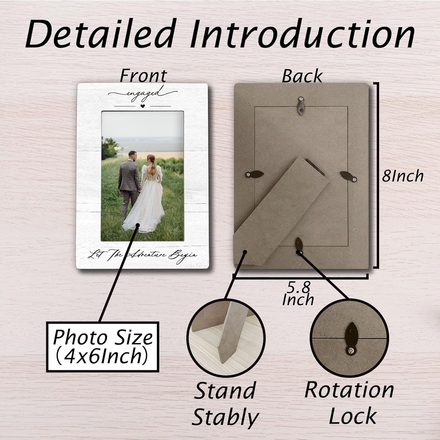 Engagement Couples Newlyweds Picture Frame 4×6, Engagement Gifts for Couples, Just Engaged Gift, Wedding Gifts for Newlyweds Bride Groom, Engaged Couple Picture Photo Frames for Desk Shelf Decor