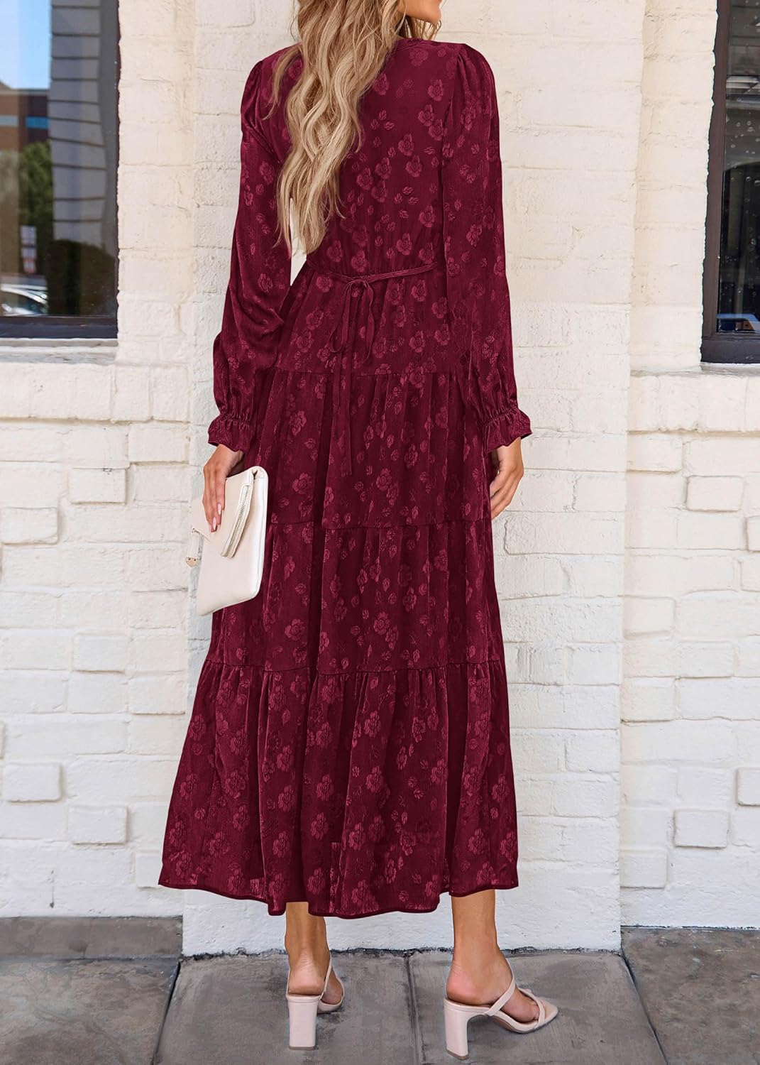 KIRUNDO Fall Wedding Guest Dresses Women 2025 Maxi Long Sleeve Holiday Party Winter Elegant Ruffle Tiered Flowy Long Dress