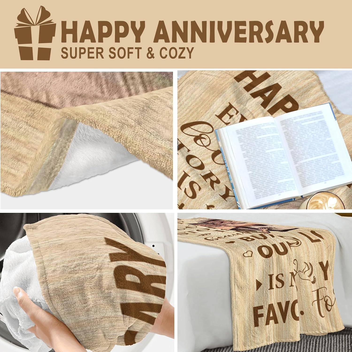 Wedding Anniversary Blanket Gifts for Men Women Him Her Wife Husband, Romantic Anniversary Marriage Gift for Couple Parents Girlfriend Boyfriend, Happy Anniversary Decorations Blanket 60X50