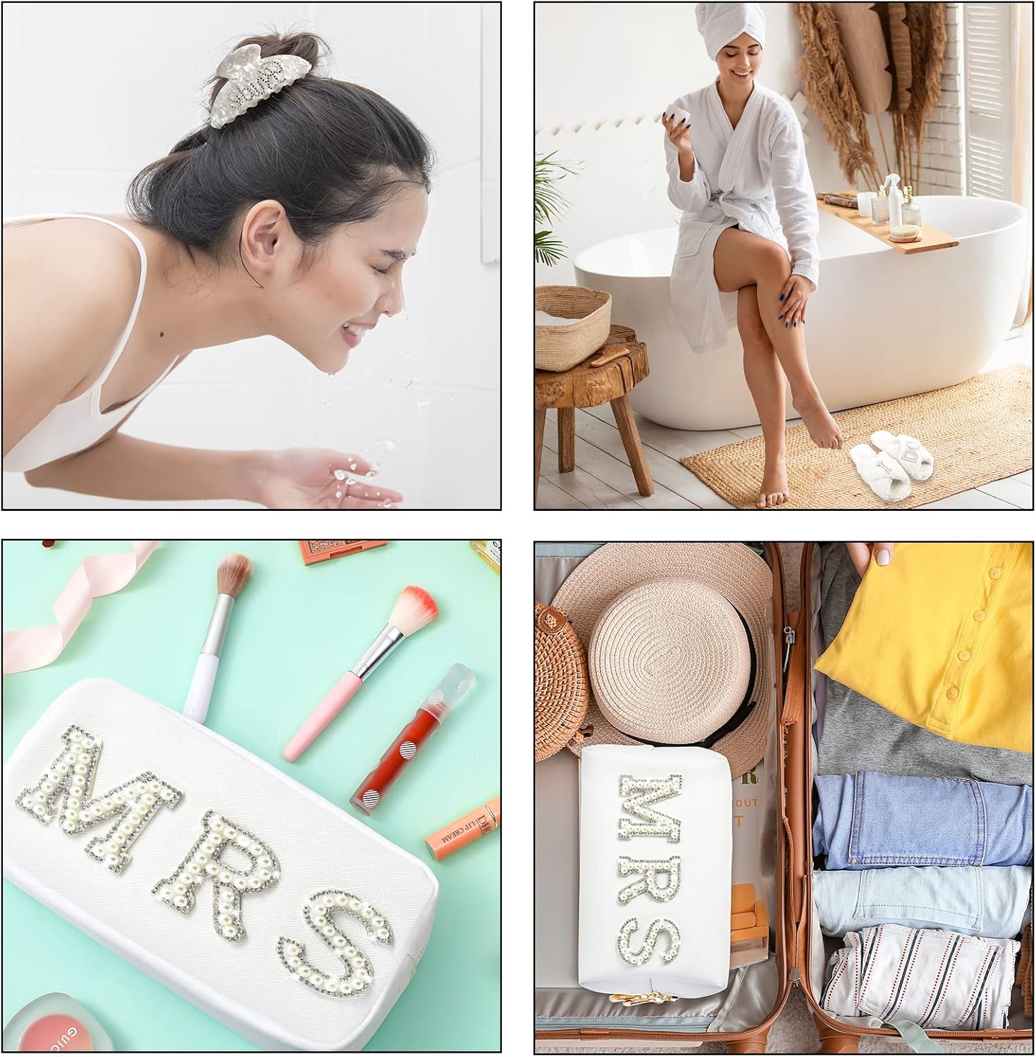 Bride To Be Gift Set Bride Makeup Bag I Do Bride Slippers Bride Robe Bride Hair Clip Bride Gifts Wedding Gifts (Slippers+Makeup Bag+Clip)