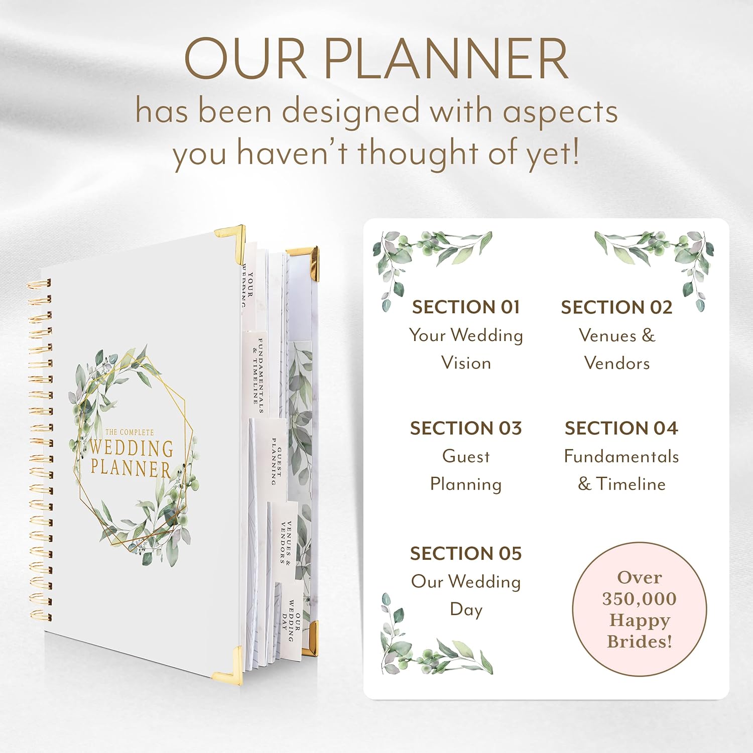 Your Perfect Day Wedding Planner Book and Organizer – Wedding Planner Book – Bridal Planning Binder with Countdown Calendar – Bride Gifts – (FLORAL)