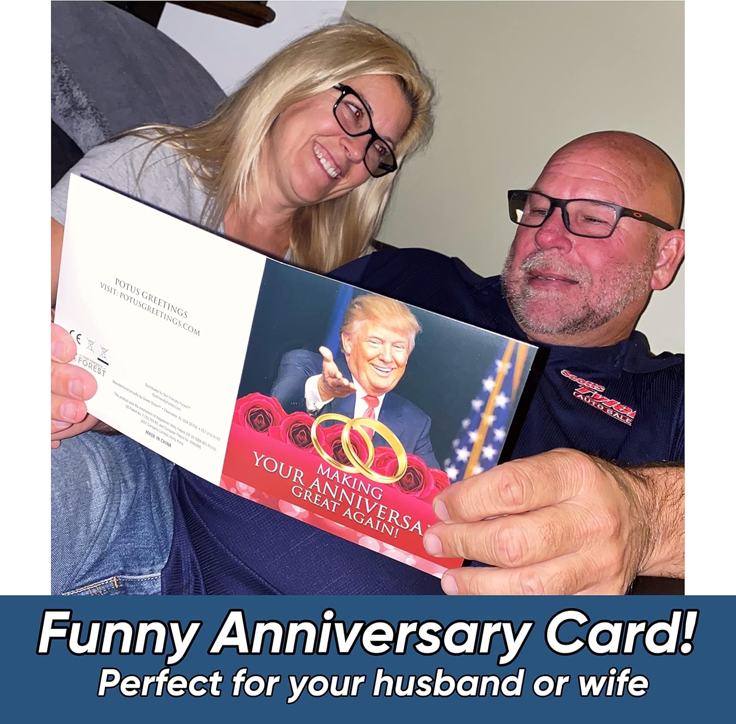 OUR FRIENDLY FOREST Talking Trump Anniversary Card – Authentic Voice Recording – Personal Anniversary Message from Presidential Collection – Includes Envelope