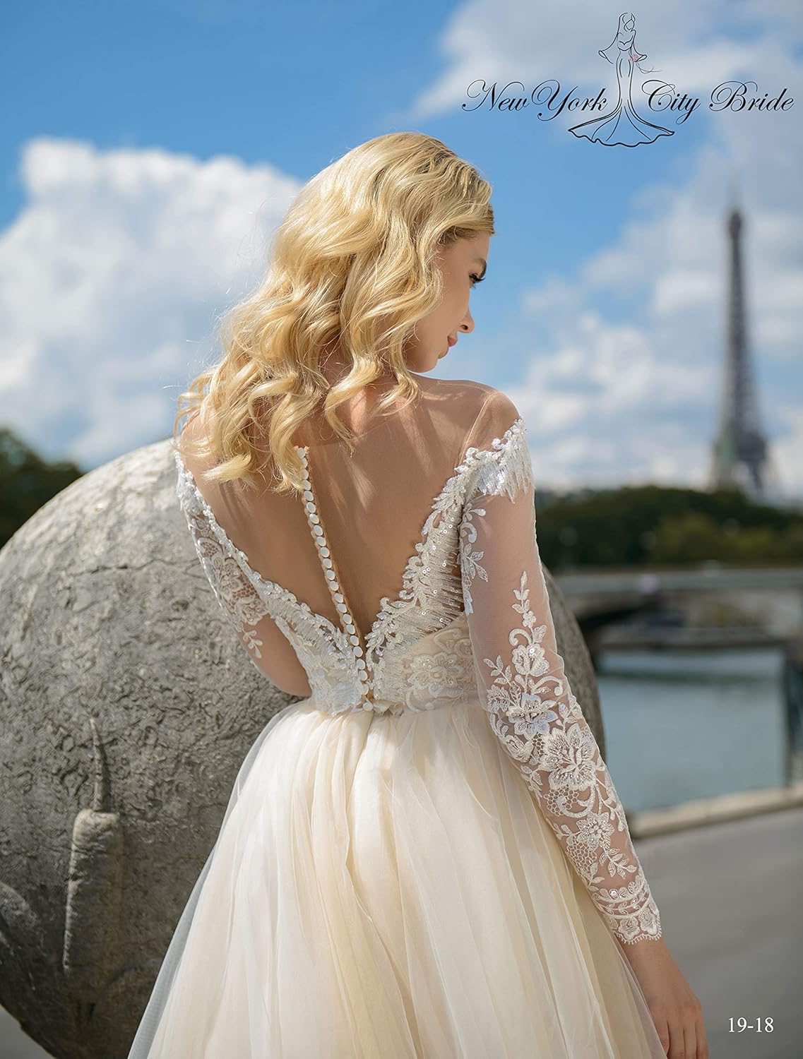 Wedding Dress with Long Sleeves Gianna,Open Back Wedding Dress,Chiffon Wedding Dress,Lace Wedding Dress,White Wedding Dress (Ivory, 6)