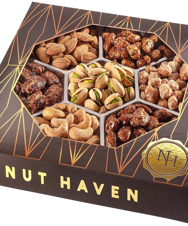 Holiday Christmas Nuts Gift Basket - Extra Large Assortment of Sweet & Roasted Salted Gourmet Nuts - Assorted Food Gift Box for Christmas, Holiday, Family, Sympathy, Men & Women.