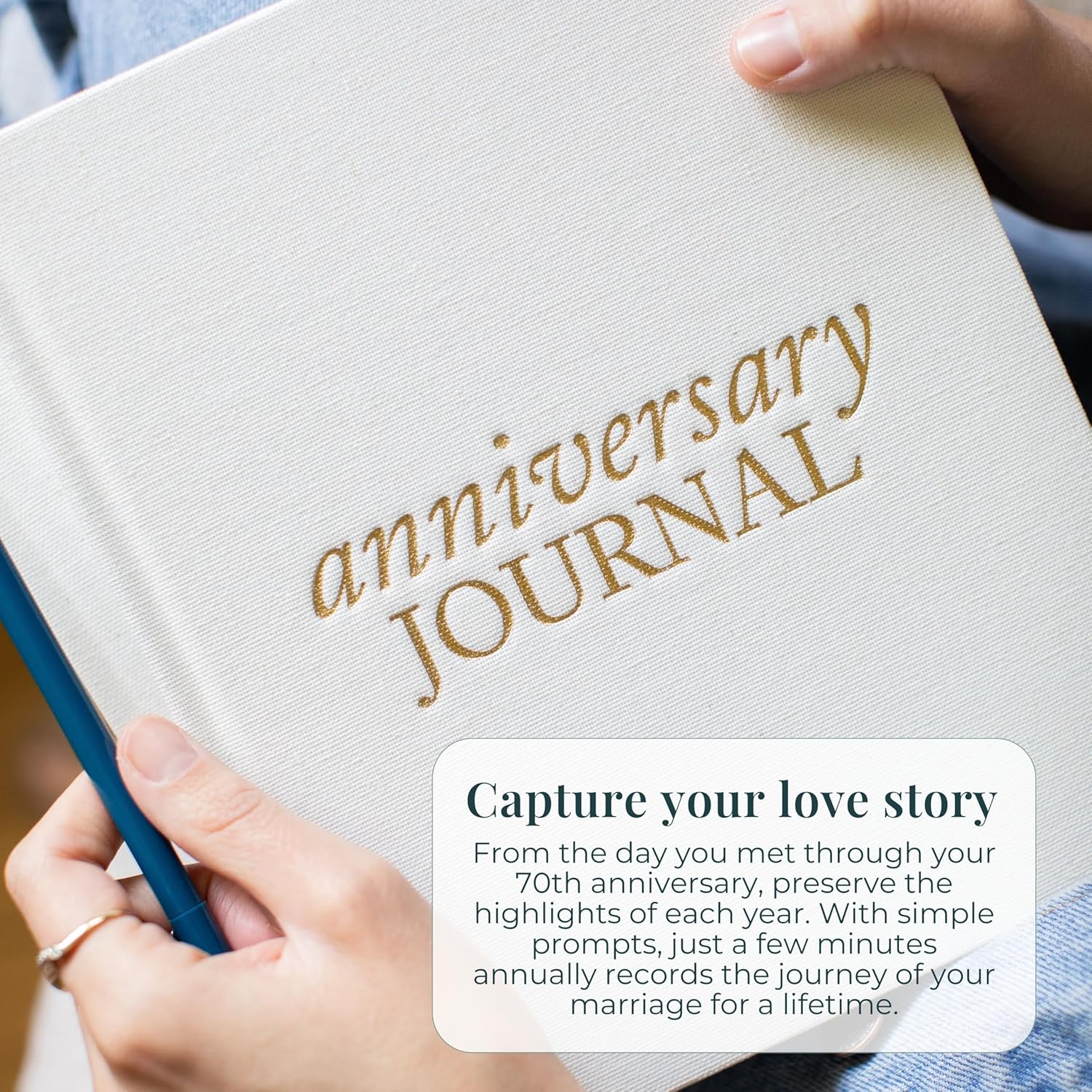 DUNCAN & STONE PAPER CO. Wedding Anniversary Journal – Anniversary Journal for Couple – Wedding Notebook & More – Wedding Memory Book to Capture Moments (Taupe,189 Pages)
