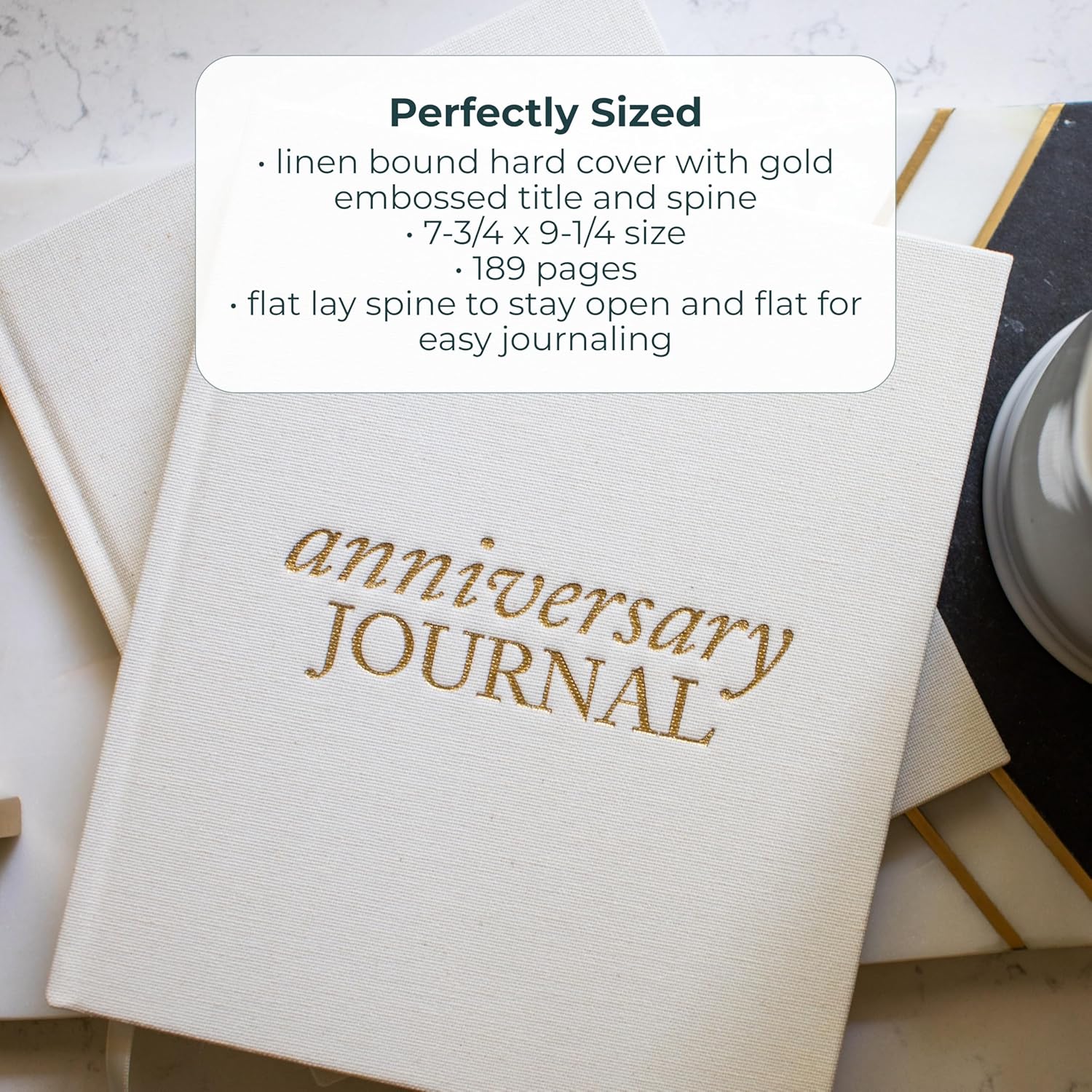 DUNCAN & STONE PAPER CO. Wedding Anniversary Journal – Anniversary Journal for Couple – Wedding Notebook & More – Wedding Memory Book to Capture Moments (Taupe,189 Pages)