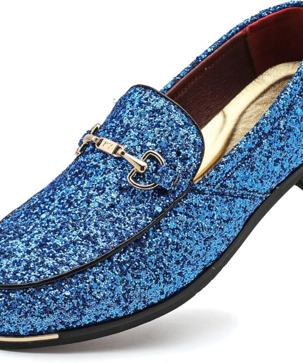 LCQL Men's Glitter Loafers Driving Shoes - Sparkly Formal Slip-Ons for Wedding Party Prom Club Dress Shoes Size 7-13