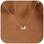 XIXINI Dainty Gold Necklace for Women, 14k Gold Plated Cubic Zirconia Pendant Necklace Simple Gold Necklaces for Women Trendy Cute Non Tarnish Solitaire Necklace Fashion Wedding Gold Jewelry