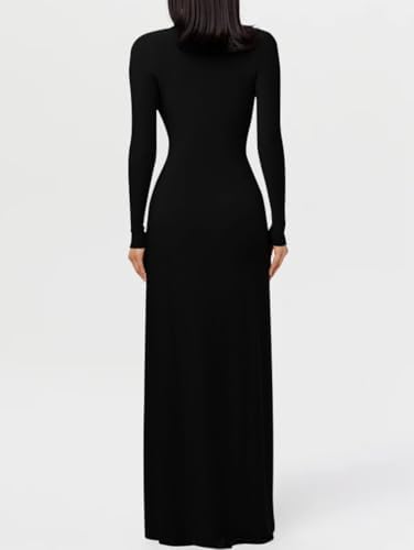 DAAWENXI Womens Sexy Deep V Neck Maxi Dress Long Sleeve Tie Wedding Guest Cocktail Evening Dresses