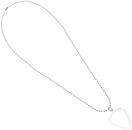 Kisangel Transparent Guitar Pick Holder Necklace with Chain Heart-shaped Pendant for Electric Guitar Bass Ukulele Players Standard Storage Box for Quick Pick Identification and Easy