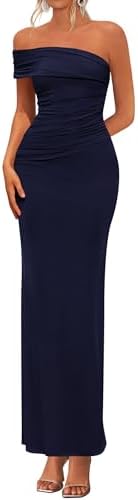 PRETTYGARDEN Womens 2026 Wedding Guest Cocktail Dresses One Off The Shoulder Ruched Bodycon Formal Maxi Party Summer Outfits