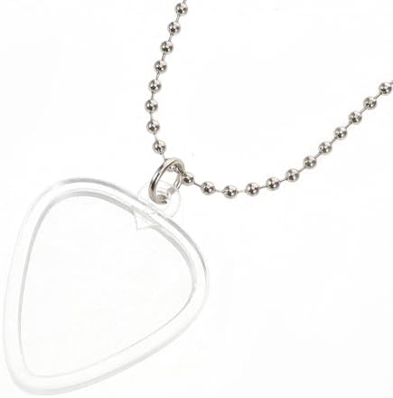 MUELODSIC Transparent Heart-shaped Guitar Pick Necklace with Holder Pendant for Bass Ukulele Players Guitar Plectrum Storage Display Box Stylish Long Necklace for Music Lovers and Guitarists